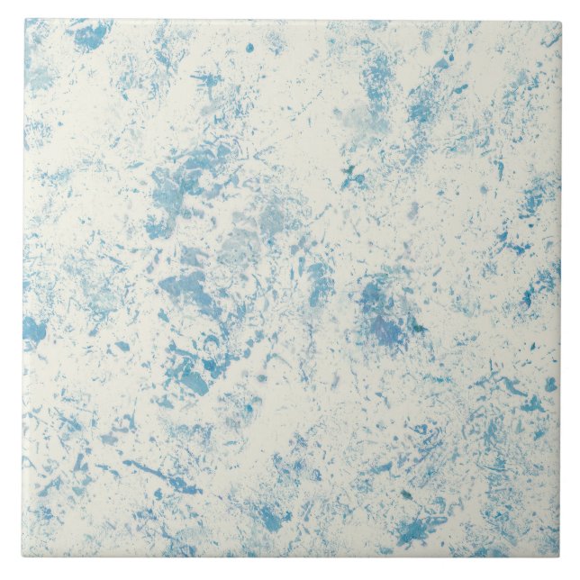Abstract Blue Watercolor Texture Ceramic Tile (Front)