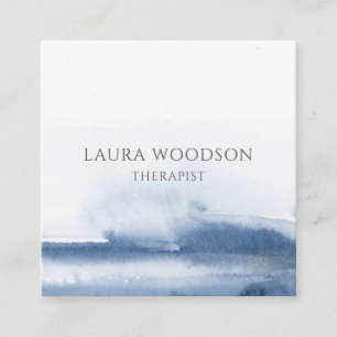 Abstract Blue Watercolor Therapist Business Card