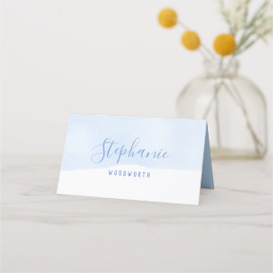 Abstract blue watercolour place card, baby shower card