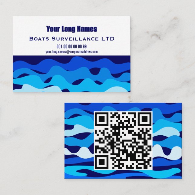 Abstract blue waves corporate style business card (Front/Back)