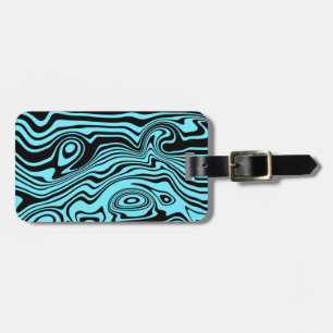 Abstract Blue Waves Luggage Tag Choose Colour