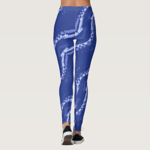 Abstract blue waves pattern leggings