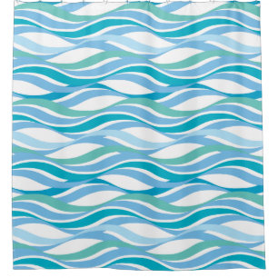 Abstract Blue Waves Shower Curtain