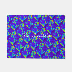 abstract blue waves Thunder_Cove Doormat