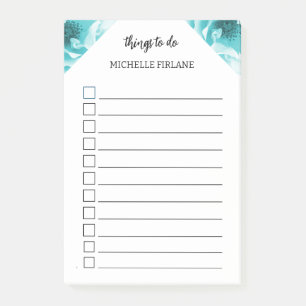 Abstract Blue & White Florals Post-it Notes