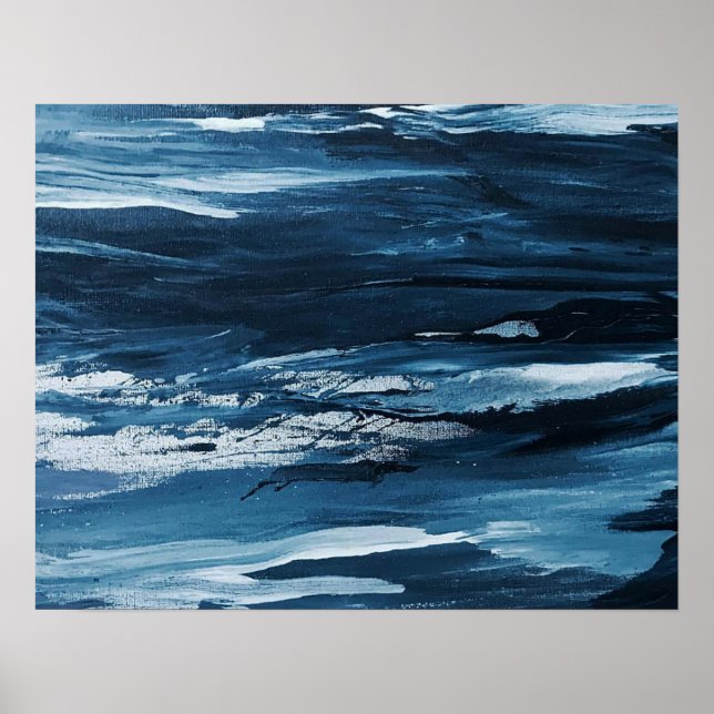 Abstract Blue White Painting Poster (Front)