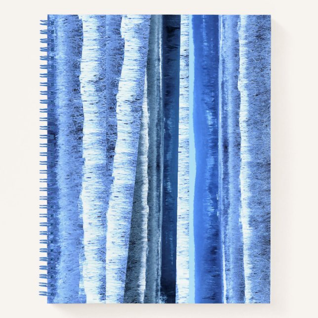 Abstract Blue White Winter Forest Spiral Notebook (Front)