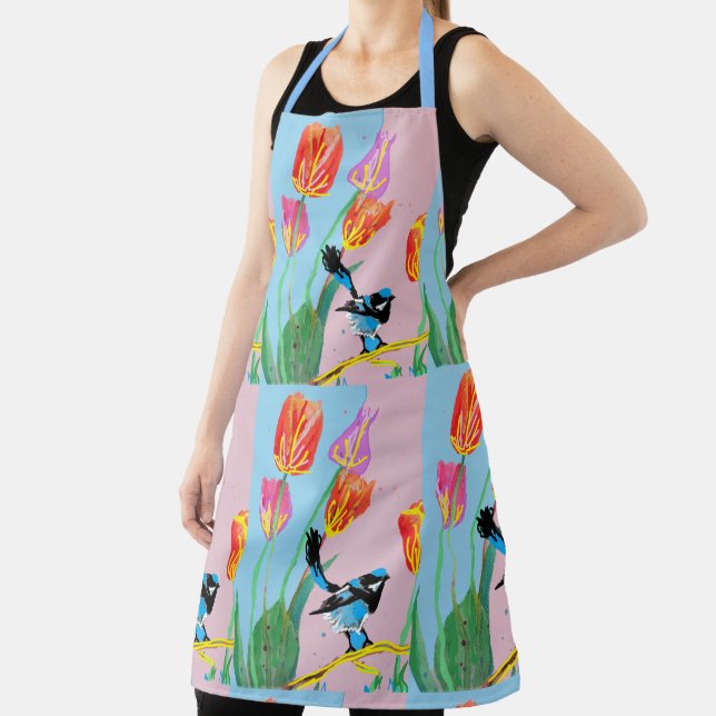 Abstract Blue Wren Australian Bird Birds Apron (Insitu)