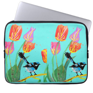 Abstract Blue Wren Australian Bird Birds  Laptop Sleeve