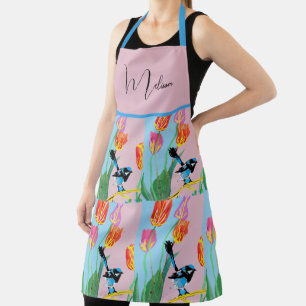 Abstract Blue Wren Australian Bird Birds Womens Apron