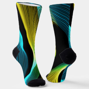 Abstract blue yellow and black  socks