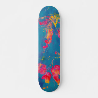 Abstract Blue Yellow and Orange Skateboard