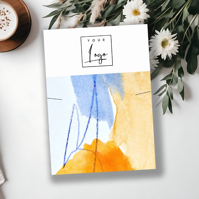 Abstract Blue Yellow Art Logo Necklace Display Business Card (Creator Uploaded)