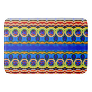 Abstract blue yellow orange bath mat