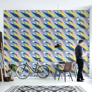 Abstract Blue Yellow Pink Turquoise Wallpaper