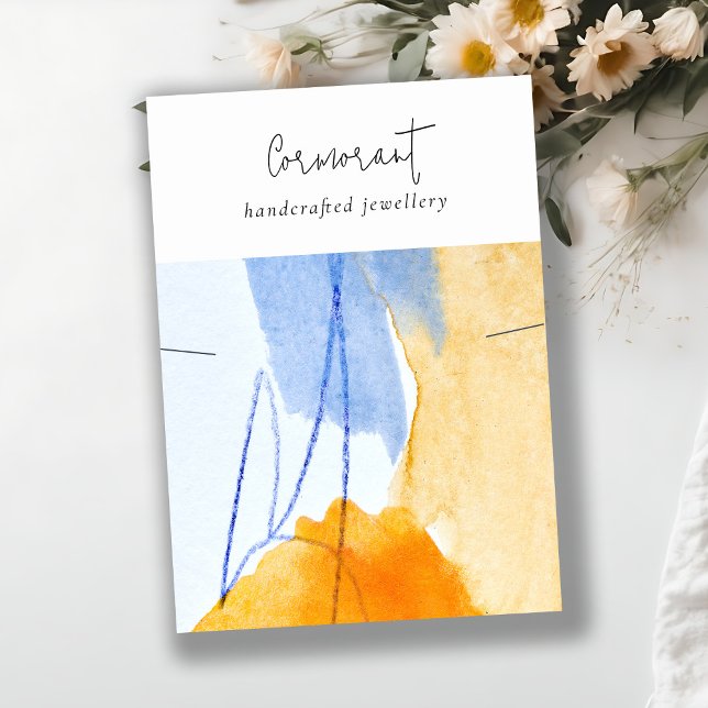 Abstract Blue Yellow Watercolor Necklace Display Business Card (Creator Uploaded)