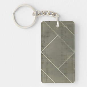 Abstract Blueprint with Geometric Shapes Key Ring
