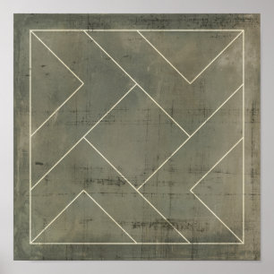 Abstract Blueprint with Geometric Shapes Poster