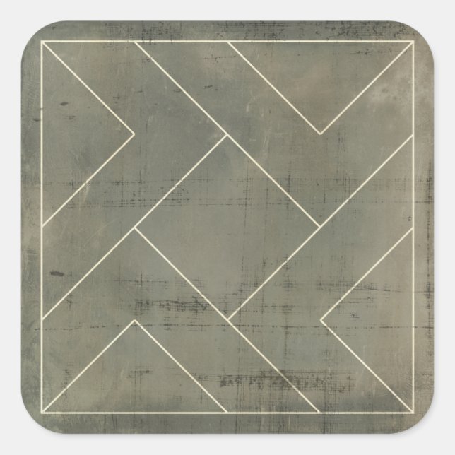 Abstract Blueprint with Geometric Shapes Square Sticker (Front)