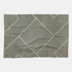 Abstract Blueprint with Geometric Shapes Tea Towel