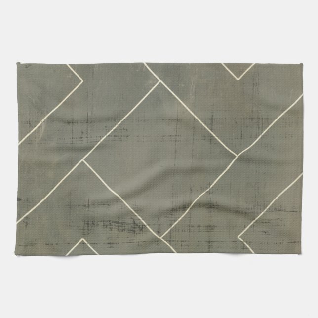 Abstract Blueprint with Geometric Shapes Tea Towel (Horizontal)