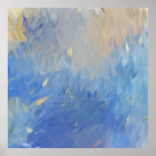  Abstract Blues Brushstrokes Poster