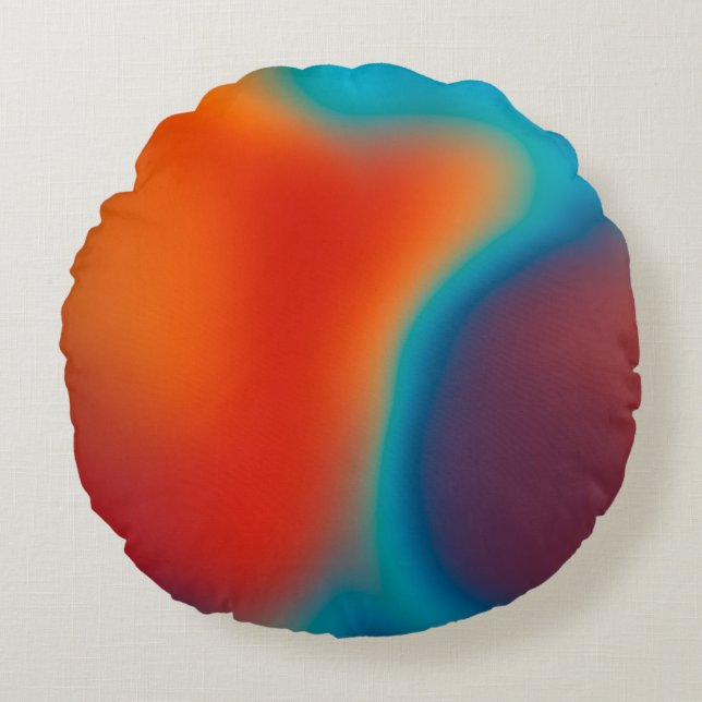 Abstract blur background with colourful blue-light round cushion (Front)