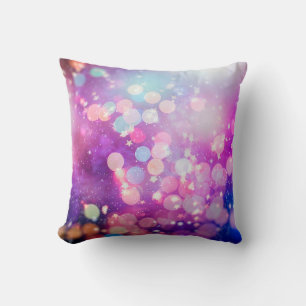 Abstract blurred of blue and silver glittering shi cushion