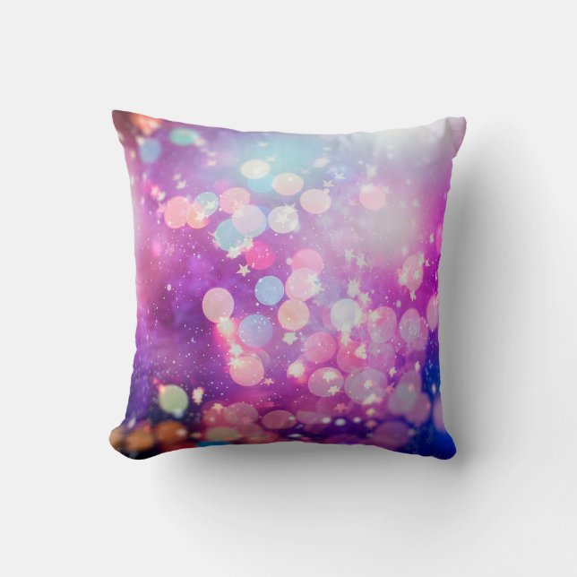 Abstract blurred of blue and silver glittering shi cushion (Front)