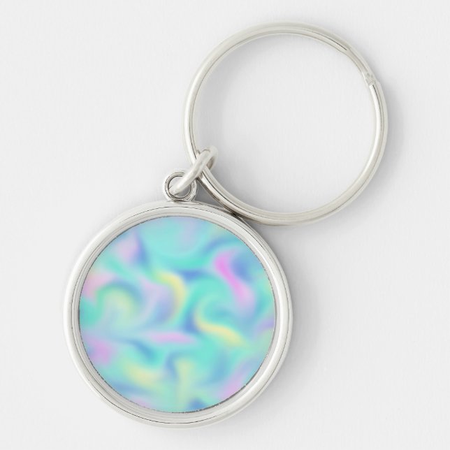 Abstract Blurred Pretty Pastel Swirls Pattern Keyc Key Ring (Front)
