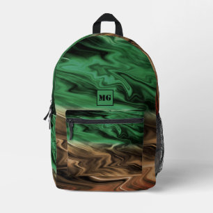 Abstract blurry spotted pattern in orange green printed backpack