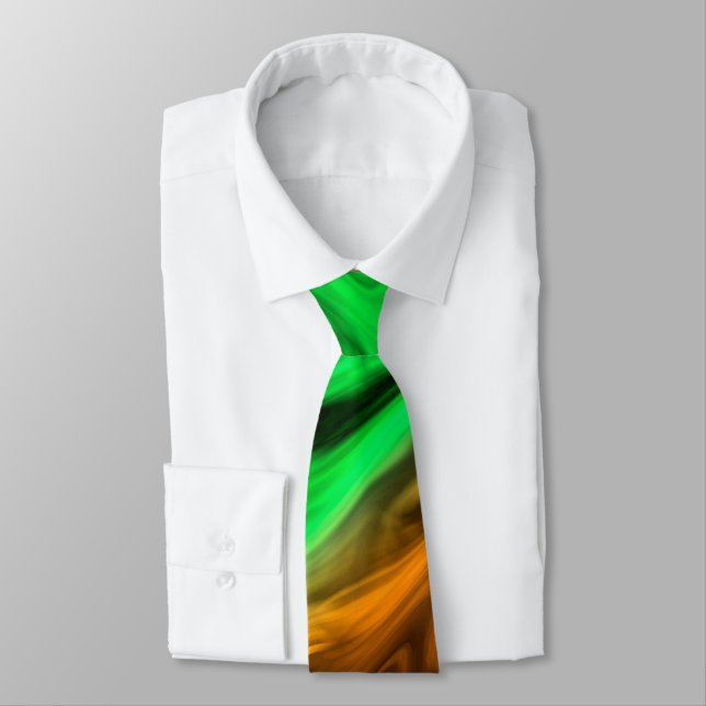 Abstract blurry spotted pattern in orange green  tie (Tied)