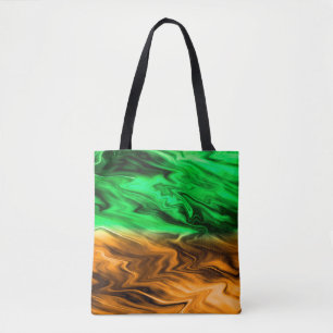 Abstract blurry spotted pattern in orange green  tote bag