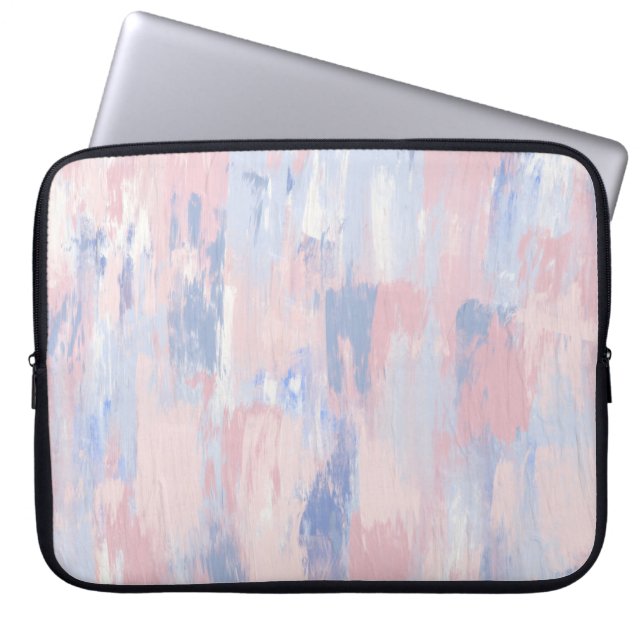 Abstract Blush and Blue Paint Strokes Laptop Sleeve (Front)
