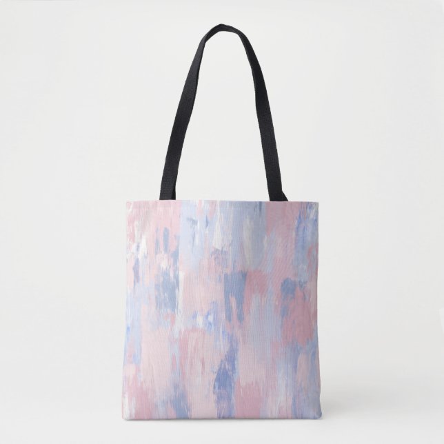 Abstract Blush and Blue Paint Strokes Tote Bag (Front)