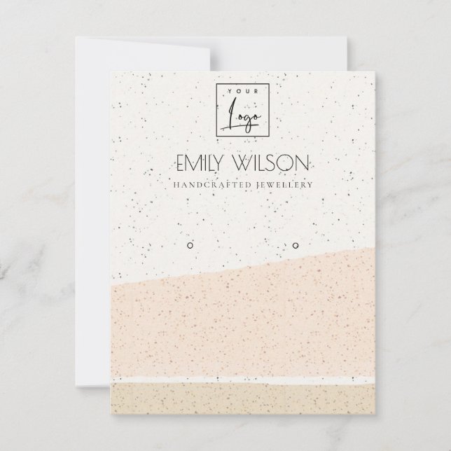 Abstract Blush Ceramic Waves Earring Display Logo Invitation (Front)