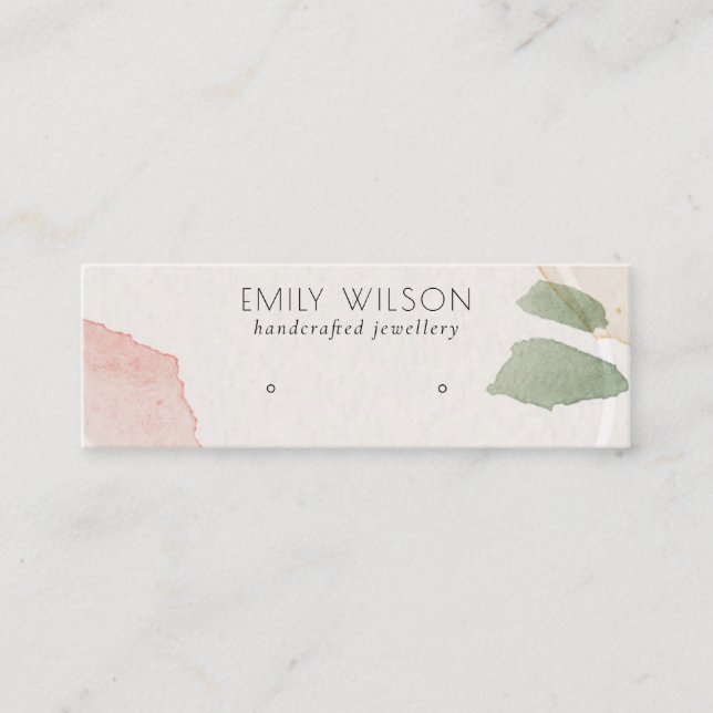 Abstract Blush Earthy Green Stud Earring Display Mini Business Card (Front)