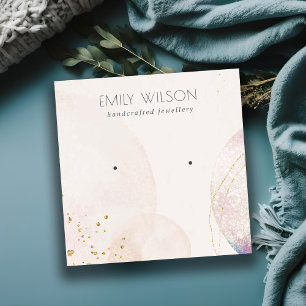 Abstract Blush Gold Watercolor Earring Display Squ Square Business Card