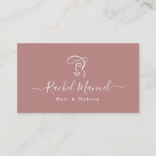Abstract Blush Monogram Makeup Artist Hair Salon Business Card