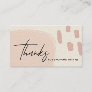 ABSTRACT BLUSH PEACH KRAFT SCANDI THANK YOU LOGO BUSINESS CARD