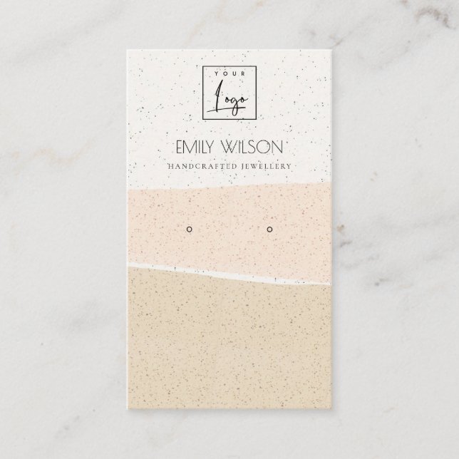 ABSTRACT BLUSH PINK CERAMIC WAVES EARRING DISPLAY BUSINESS CARD (Front)