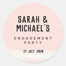 Abstract Blush pink engagement sticker, favours