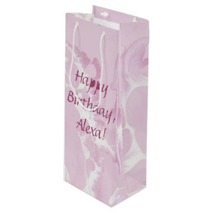 abstract blush pink paint pattern wine gift bag