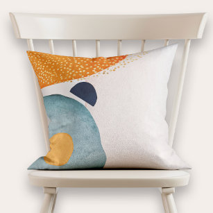 Abstract Blush Pink Rust Navy Blue Gold Cushion