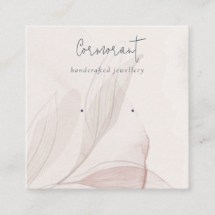 Abstract Blush Watercolor Foliage Earring Holder Square Business Card