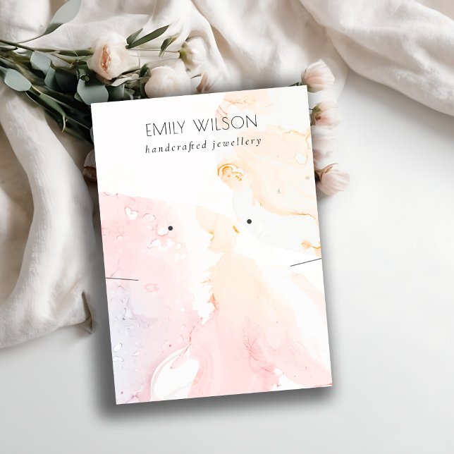 Abstract Blush Watercolor Necklace Earring Display Business Card (Creator Uploaded)