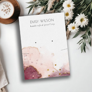 Abstract Blush Watercolor Necklace Earring Display Business Card