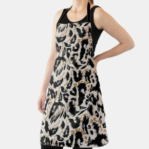 Abstract Bohemian African Leopard Pattern Apron