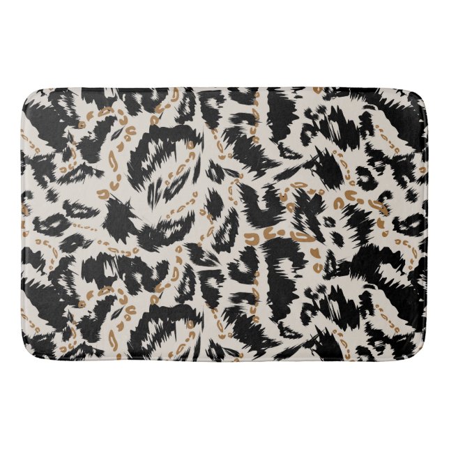 Abstract Bohemian African Leopard Pattern  Bath Mat (Front)