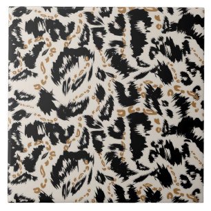 Abstract Bohemian African Leopard Pattern Ceramic Tile